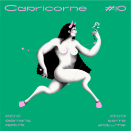 Illustration du signe du Zodiaque Capricorne format 20x20cm par Yollema