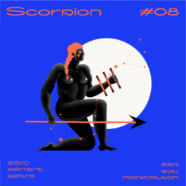 Illustration du signe du Zodiaque Scorpion format 20x20cm par Yollema