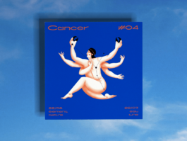 Illustration du signe du Zodiaque Cancer format 20x20cm par Yollema sur fond de ciel 