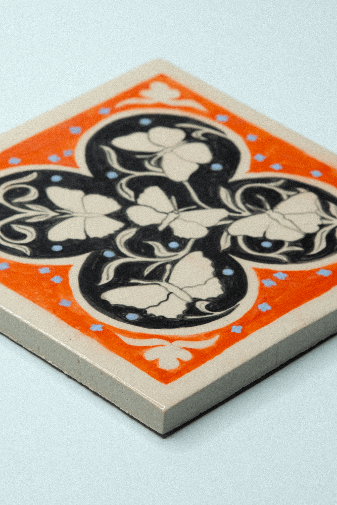 Carreau IllustrationPapillon Orange Détails tiny