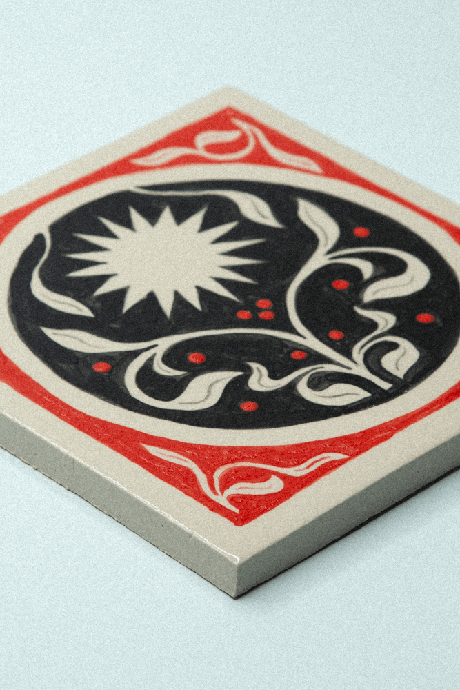 Carreaux IllustrationSoleil Rouge Détails tiny